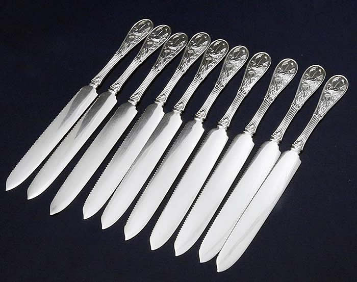 Tiffany Japanese serrated fruit knives all silver