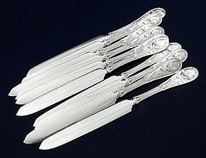 Tiffany Japanese serrated fruit knives all sterling silver