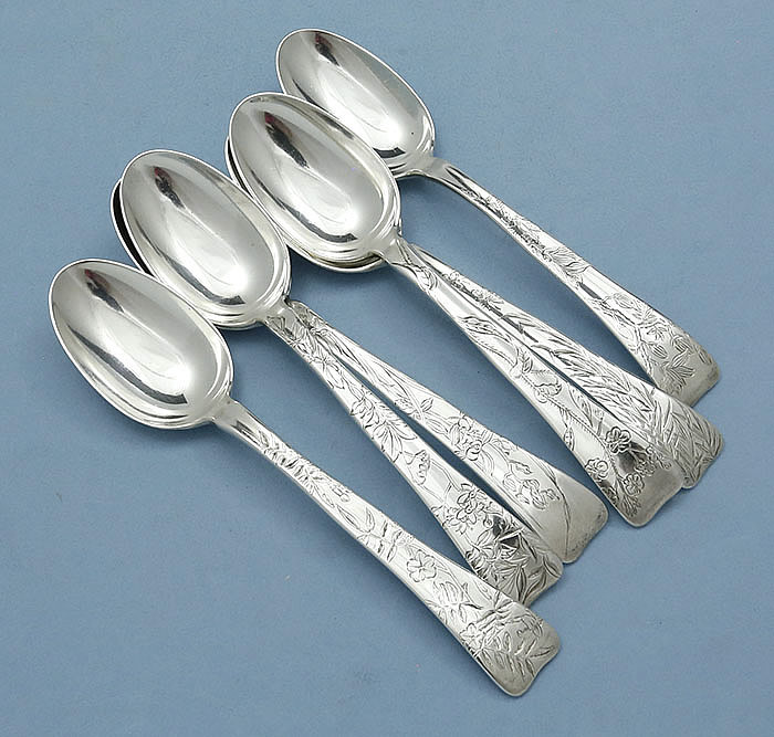 Tiffany lap over edge engraved soup or dessert spoons