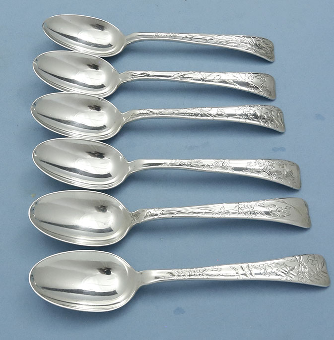 Tiffany lap over edge soup spoons sterling silver antique
