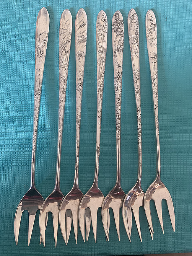 Tiffany & Co acid etched cocktail forks