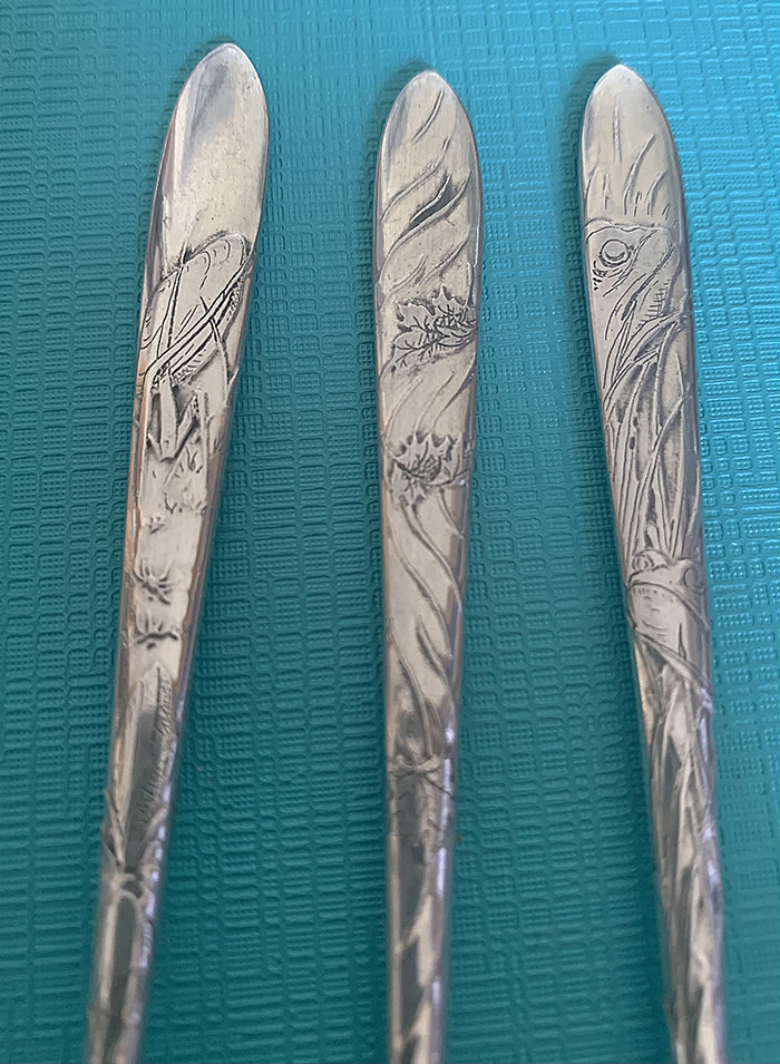 Tiffany acid etched cocktail forks