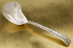 Tiffany lap over edge antique sterling serving spoon acid etched floral
