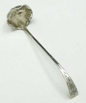 Tiffany lap over edge cream ladle with ruffled edge to the bowl French import marked