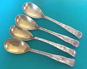 Tiffany Lap over Edge acid etched egg spoons