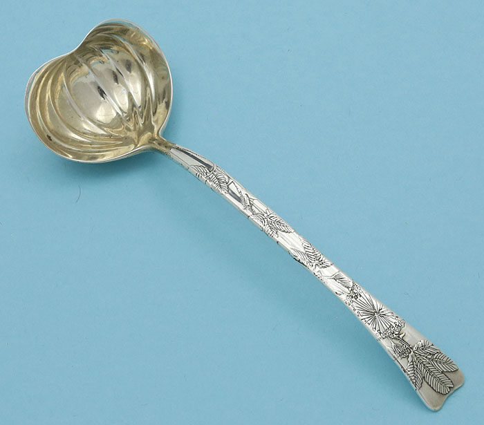 Tiffany lap over edge ladle with acid etched detail
