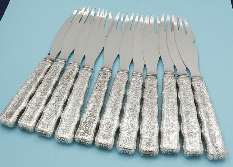 Tiffany & Co melon forks silver plated with sterling handles