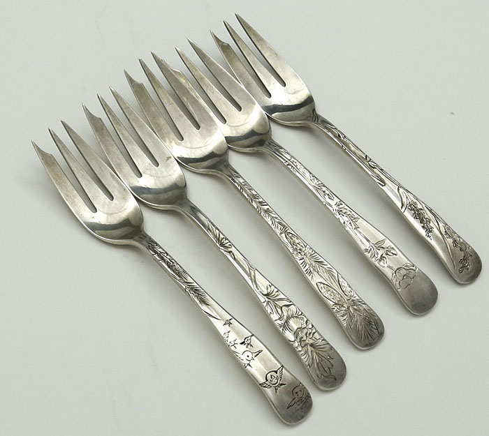 Tiffany lap over edge engraved oyster forks