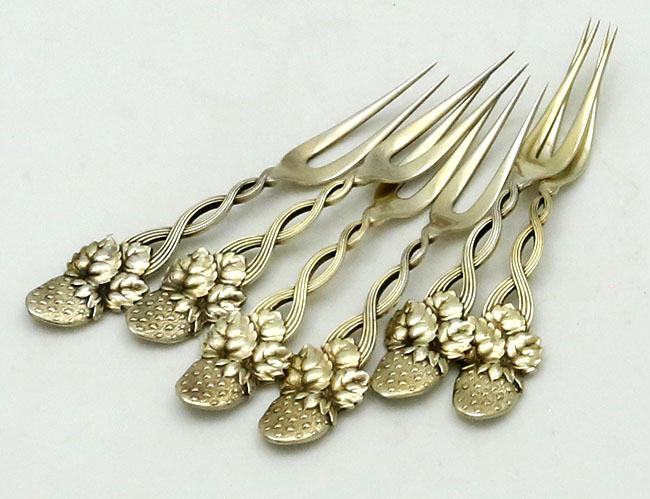 Tiffany antique sterling strawberry forks