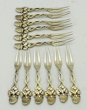 Tiffany antique sterling strawberry forks