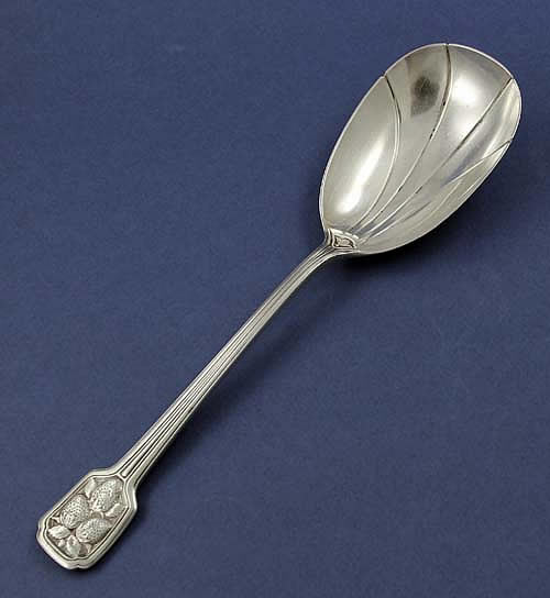 Tiffany art deco sterling silver serving spoon with strawberry terminal