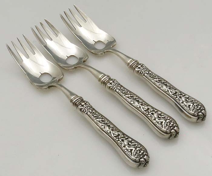 Tiffany Olympian hollow handle sterling fish forks