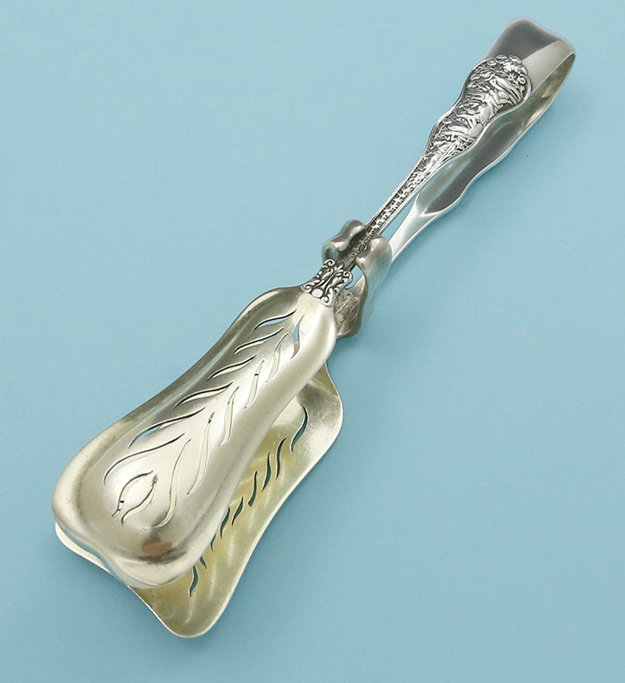 Tiffany Olympian pattern antique sterling silver asparagus tongs