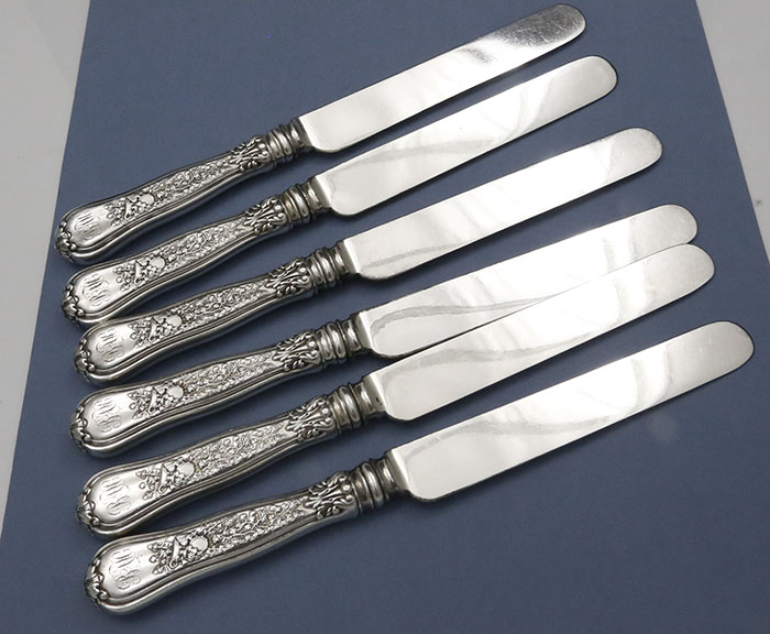 Tiffany Olympian pattern sterling handle dinner knives