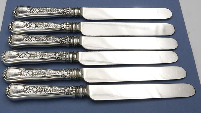 Tiffany Olympian antique silver dinner knives