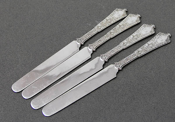 Tiffany Persian all silver flat handle breakfast knives