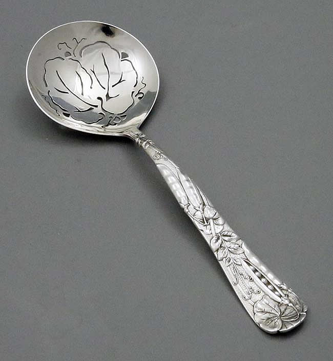 Tiffany antique sterling silver vine pattern peapod variety pea spoon