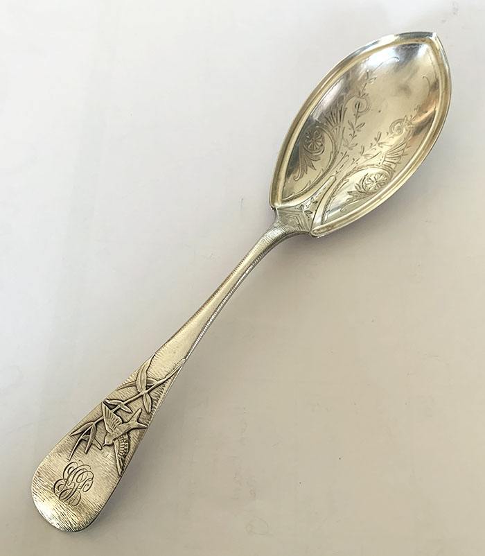 Whiting antique sterling applied bird spoon