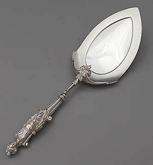 Wood & Hughes antique sterling pie server neo classical cast figural handle