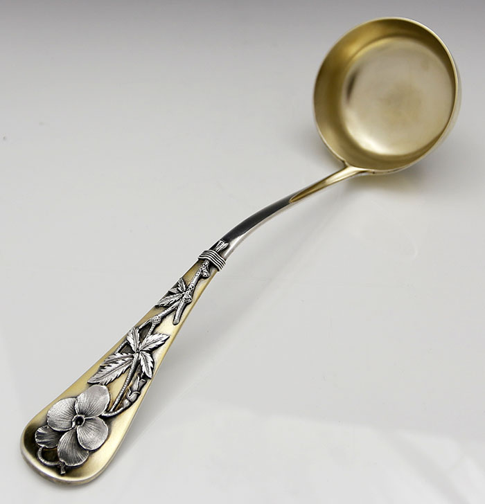 antique sterling partially gold washed ladle by Wood & Hughes